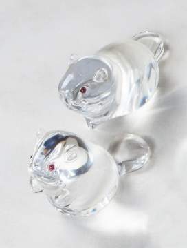 Pair of Small Steuben Crystal Beavers